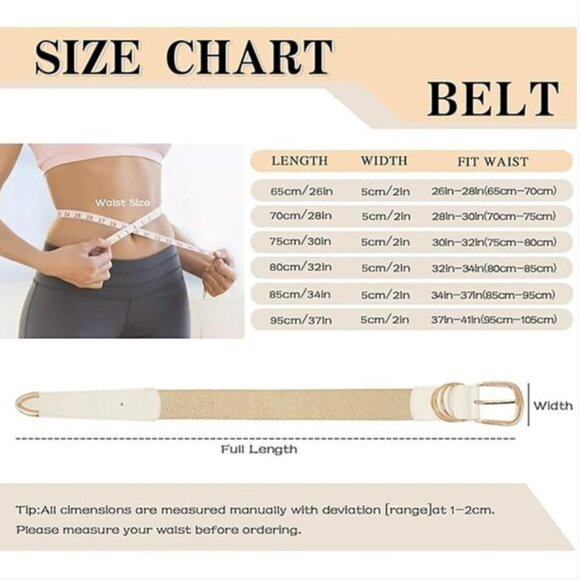 Women’s Wide Stretch Elastic Waist Belt – Bling Beige with Gold Buckle main image 5